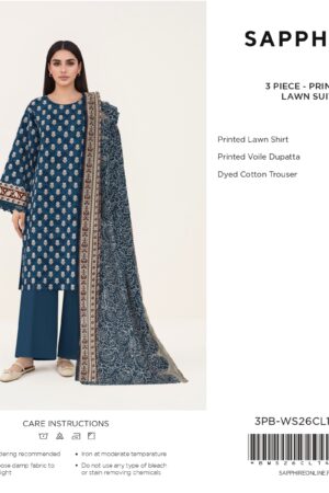 Sapphire 3 Piece Printed Lawn