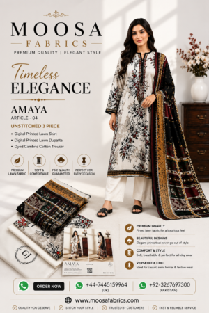 FAYA Unstitched 3 Piece Digital Printed Lawn Suit | Premium Summer Collection 2026